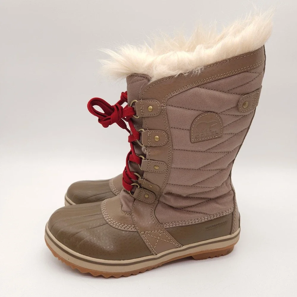 Sorel (Women's 7) Brown Tofino II Waterproof Winter Snow Rain Boots Faux Fur‎